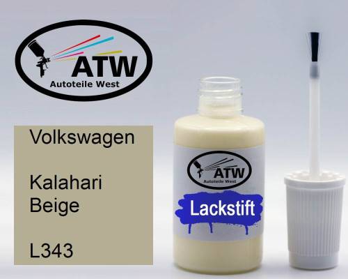 Volkswagen, Kalahari Beige, L343: 20ml Lackstift, von ATW Autoteile West.